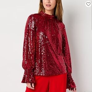 Red Sequin Women's Top